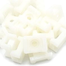 shumee 100 x Držala za kabelske vezice za vezice do 9 mm, bele barve, 21 x 16 mm