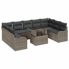 Vidaxl Vrtna sedežna garnitura 10 pcs Siva 100 x 55 x 73 cm Poly ratan