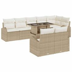 Vidaxl Vrtna sedežna garnitura 9 pcs bež in krem 100 x 55 x 73 cm