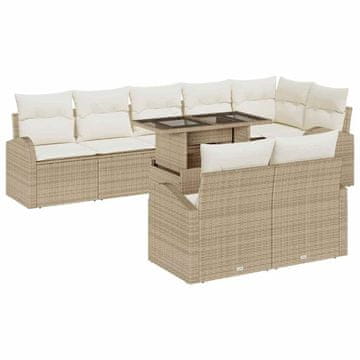 Vidaxl Vrtna sedežna garnitura 9 pcs bež in krem 100 x 55 x 73 cm