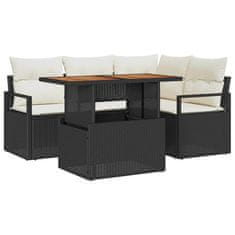 Vidaxl Komplet za jedilnico v vrtu 5 pcs Črna in krem 100 x 55 x 73 cm