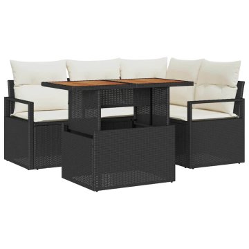 Vidaxl Komplet za jedilnico v vrtu 5 pcs Črna in krem 100 x 55 x 73 cm