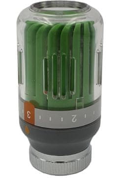shumee Zeleno/siva glava termostatskega ventila za radiator M30x1,5, kristalna barva, temperatura 8-30 °C