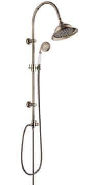 shumee Retro stenski tuš steber, dežni tuš + ročni tuš, antična medeninasta obdelava