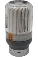 shumee Bela/siva glava termostatskega ventila za radiator M30x1,5, kristalna barva, temperatura 8-30 °C