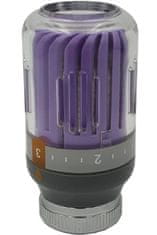 shumee Vijolična/siva glava termostatskega ventila za radiator M30x1,5, kristalna barva, temperatura 8-30 °C