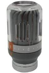 shumee Siva glava termostatskega ventila za radiator M30x1,5, kristalna barva, temperatura 8-30 °C