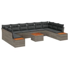Vidaxl Vrtna sedežna garnitura z blazino 11 pcs Siva 344 x 209 x 85 cm