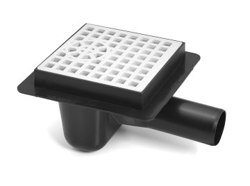 shumee Odtočna rešetka s stranskim iztokom 50 mm, bela rešetka, kvadratni vzorec