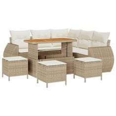 Vidaxl Vrtna sedežna garnitura 9 pcs bež in krem 110 x 55 x 71 cm