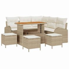Vidaxl Vrtna sedežna garnitura 9 pcs Bež in smetanova 110 x 55 x 71 cm