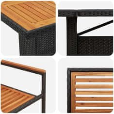 Vidaxl Komplet za jedilnico v vrtu 11 pcs Črna 240 x 90 x 75 cm
