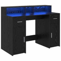 Vidaxl Miza z LED lučmi Črni hrast 120 x 55 x 91 cm Konstruiran les