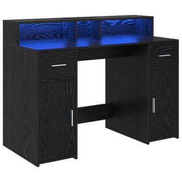 Vidaxl Miza z LED lučmi Črni hrast 120 x 55 x 91 cm Konstruiran les