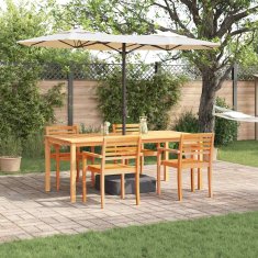 Vidaxl Vrtni jedilni set 7 pcs Naravni 200 x 100 x 74 cm