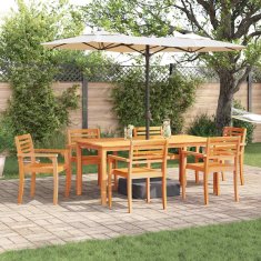 Vidaxl Vrtni jedilni set 7 pcs Naravni 180 x 90 x 75 cm