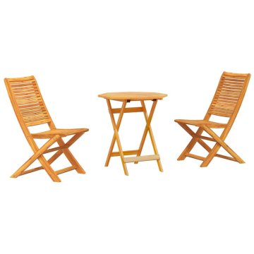 Vidaxl Zložljiv bistro set 3 szt. Rjava Masiven les akacije