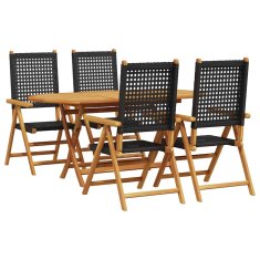 Vidaxl Zložljiva vrtna miza 5 pcs Črna