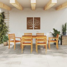 Vidaxl Vrtni jedilni set 7 pcs Rjava 140 x 80 x 74 cm