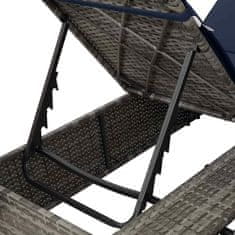 Vidaxl Dvojni ležalnik s streho Siva 205 x 129 x 200 cm PE ratan