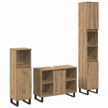 Vidaxl Komplet pohištva za kopalnico 3 pcs Rjava 30 x 30 x 180 cm