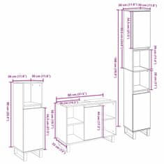 Vidaxl Komplet pohištva za kopalnico 3 pcs Črna 30 x 30 x 180 cm