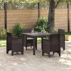 Vidaxl Vrtni jedilni set 5 pcs Rjava Poli ratan