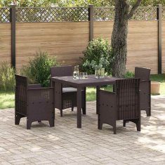 Vidaxl Vrtni jedilni set 5 pcs Rjava Plastika