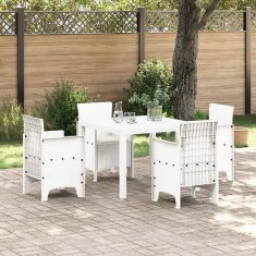 Vidaxl Zunanja jedilna garnitura 5 pcs Bela