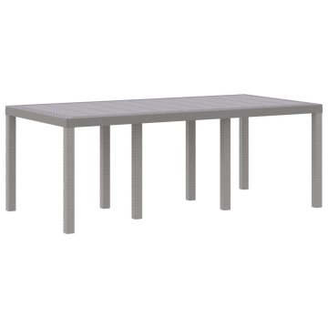 Vidaxl Vrtna miza Svetlo siva 200 x 100 x 73 cm poli ratan