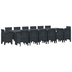 Vidaxl Komplet za jedilnico v vrtu 15 pcs Antracit Polt rattan
