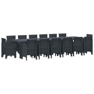 Vidaxl Komplet za jedilnico v vrtu 15 pcs Antracit Polt rattan