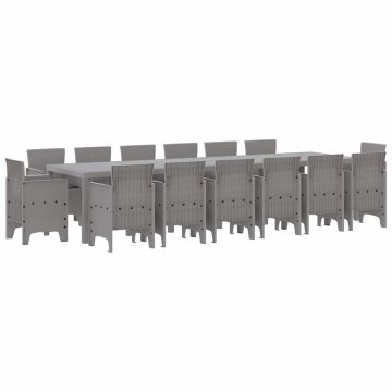 Vidaxl Komplet za jedilnico v vrtu 15 pcs Svetlo siva Polt rattan