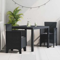 Vidaxl Vrtnu jedilni set 3 pcs Antracit 100 x 100 x 73 cm Polipropilen