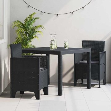 Vidaxl Vrtnu jedilni set 3 pcs Antracit 100 x 100 x 73 cm Polipropilen
