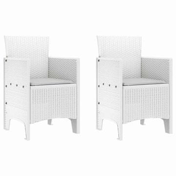 Vidaxl Vrtni Stol z blazino 2 szt. Bela 53 x 49 x 85 cm Polipropilen