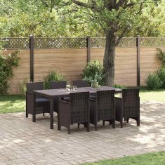 Vidaxl Zunanja jedilna garnitura 7 pcs Rjava 200 x 100 x 73 cm
