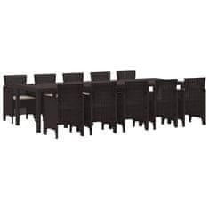 Vidaxl Komplet za jedilnico v vrtu 11 pcs Rjava in taupe Poly ratan