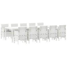 Vidaxl Komplet za jedilnico v vrtu 11 pcs Bela in svetlo siva