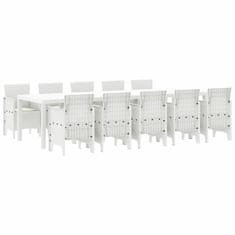 Vidaxl Komplet za jedilnico v vrtu 11 pcs Bela Poliratan in Jeklo
