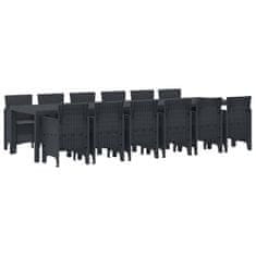 Vidaxl Komplet za jedilnico v vrtu 13 pcs Antracit Polt rattan