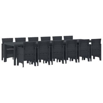 Vidaxl Komplet za jedilnico v vrtu 13 pcs Antracit Polt rattan