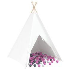 Vidaxl Teepee šotor Bela 120 x 120 x 150 cm Tkanina in plastika