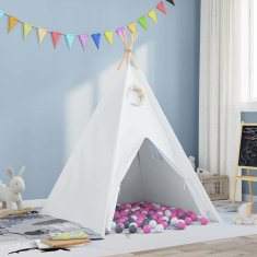 Vidaxl Teepee šotor Bela 120 x 120 x 150 cm Tkanina in plastika
