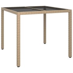 Vidaxl Vrtnja jedilna miza Bež 90 x 90 x 75 cm Poly ratan