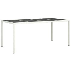 Vidaxl Vrtnja jedilna miza Bela 190 x 90 x 75 cm Poly ratan