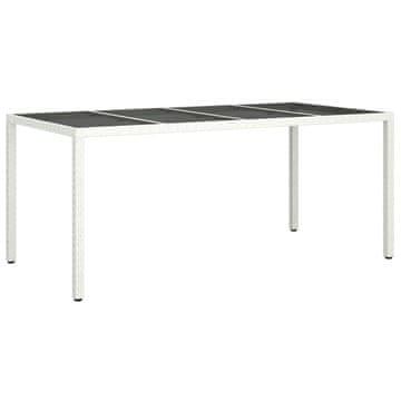 Vidaxl Vrtna miza Bela 190 x 90 x 75 cm poli ratan