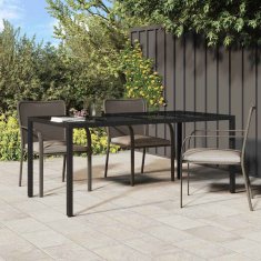 Vidaxl Vrtnja jedilna miza Črna 190 x 90 x 75 cm Poly ratan