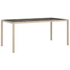Vidaxl Vrtnja jedilna miza Bež 190 x 90 x 75 cm Poly ratan