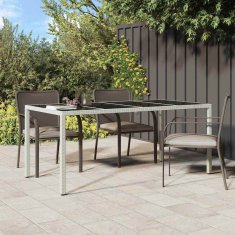 Vidaxl Vrtnja jedilna miza Bela 190 x 90 x 75 cm Poly ratan